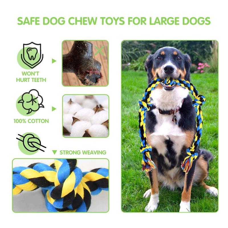 SHARLOVY Large Tough Chew Toys for Aggressive Chewers Large Breed,Heavy Duty Dental Rope Toys Kit for Medium Dogs,5 Knots Indestructible Cotton Puppy Teething Chew Tug Toy Set of 9 - Image 2